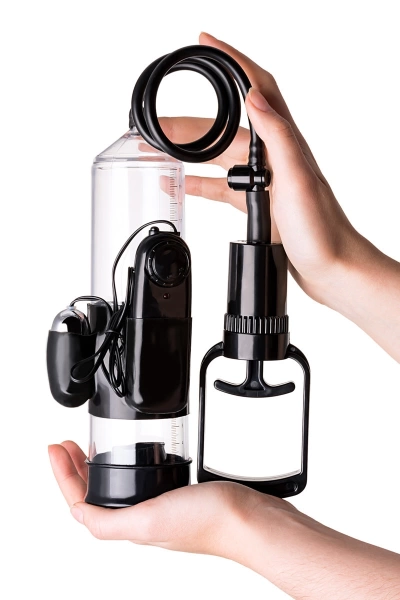 Вакуумная помпа для увеличения члена с вибрацией Toyfa + набор эрекционных колец в подарок